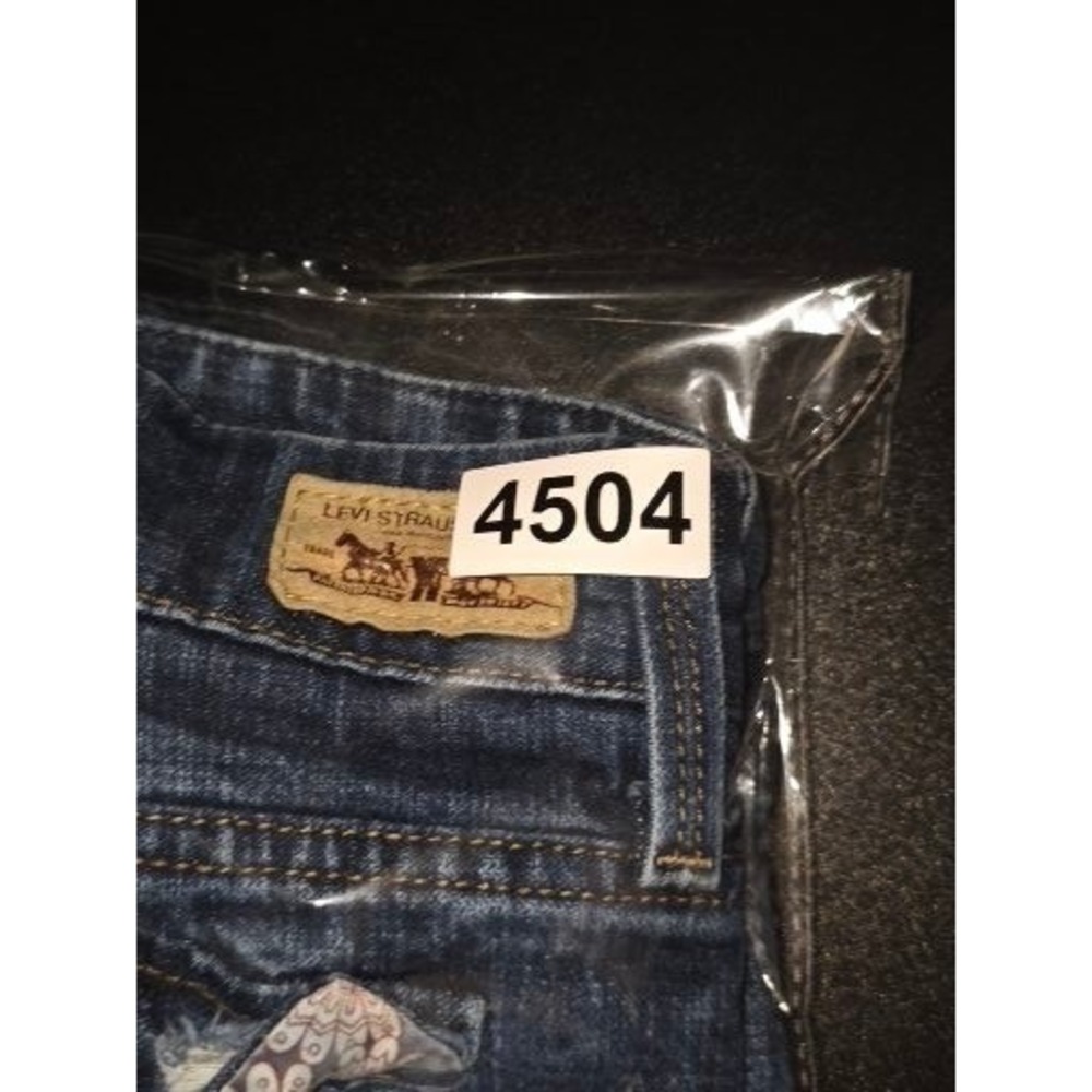 Levis 515 Distressed Denim Shorts Womens 8P Dark Wash Cut Off Raw‎ Hem Low Rise - Picture 11 of 11